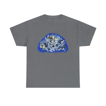 Blue Ocean Waves Japanese Tee
